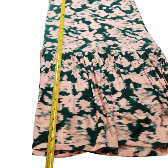 Saint + Sofia Dress Watercolor Midi Floral Green Pink Long Sleeve Stretch Knit 4 - Picture 11 of 13